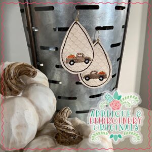 2081 Pumpkin Truck Earrings In-The-Hoop Design