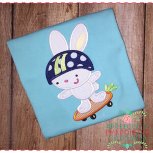 209 Skating Bunny on Carrot Applique Design
