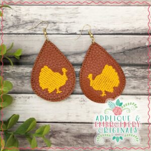 2098 Turkey Silhouette Earrings In-The-Hoop Design