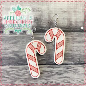 2104 Candy Cane Earrings In-The-Hoop Design