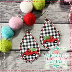 2111 Christmas Tree Truck Earrings In-The-Hoop Design