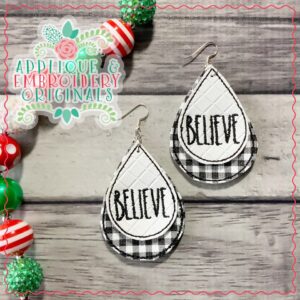 2115 BELIEVE Earrings In-The-Hoop Design