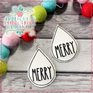 2118 MERRY Earrings In-The-Hoop Design