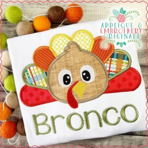 2129 Turkey Head Feathers Boy Applique Design