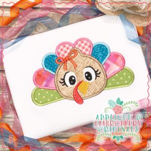 2130 Turkey Head Feathers Girl Applique Design