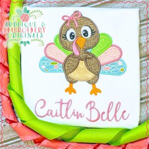 2139 Turkey Standing Girl Applique Design