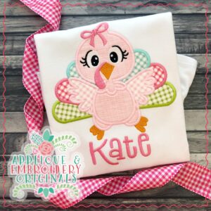 2141 Turkey Wings Girl Applique Design