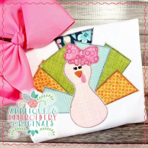 2148 Turkey Rectangle Girl All-In-One Applique Design