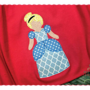 217 Blue Princess Girl Simple Stitch Applique Design