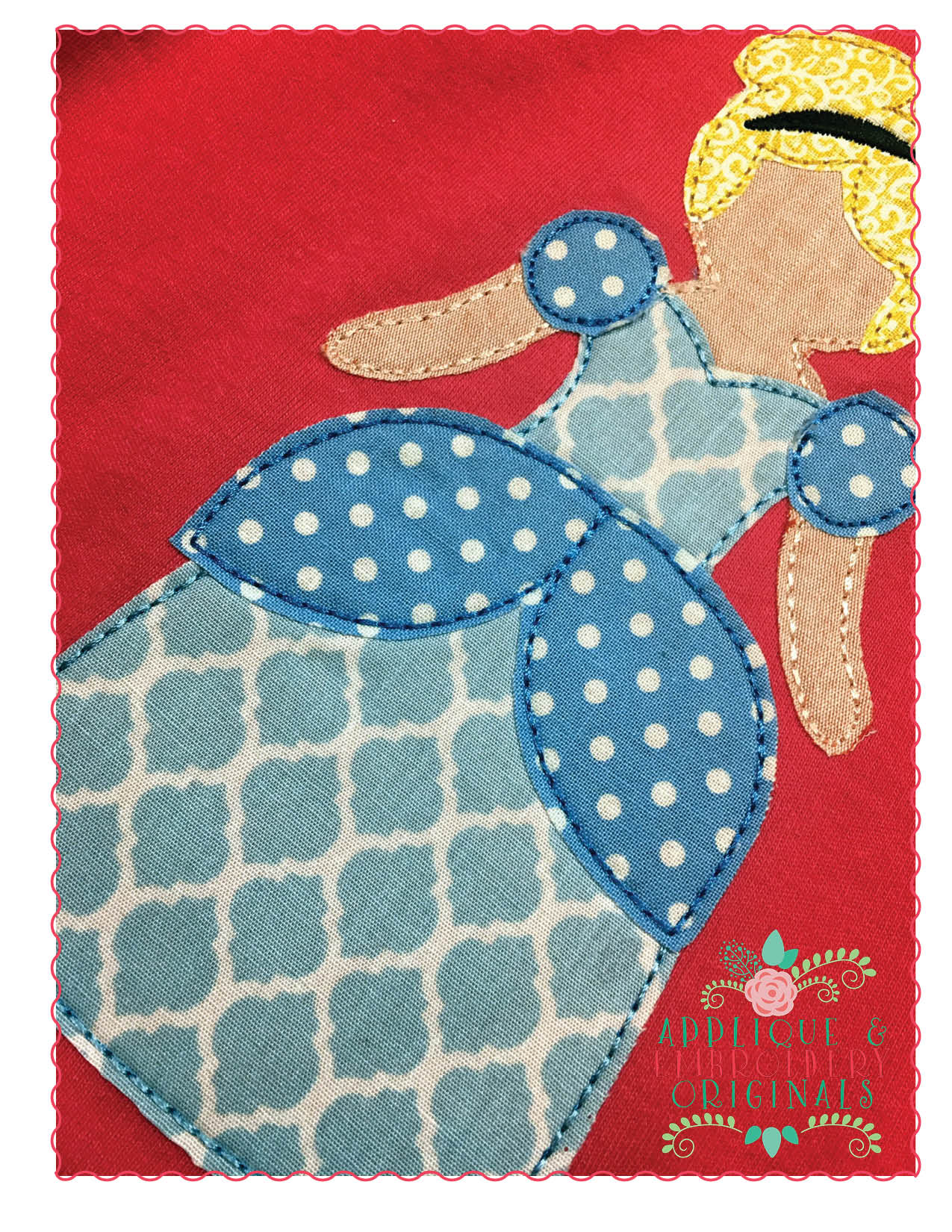 AEO 217 Blue Princess Girl Ella Quick Stitch Applique Design