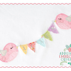 218 Love Banner Birds Applique Design