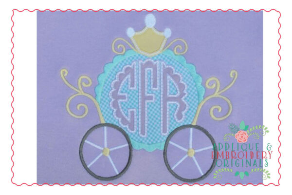 219 Princess Carriage Monogram Frame Applique Design