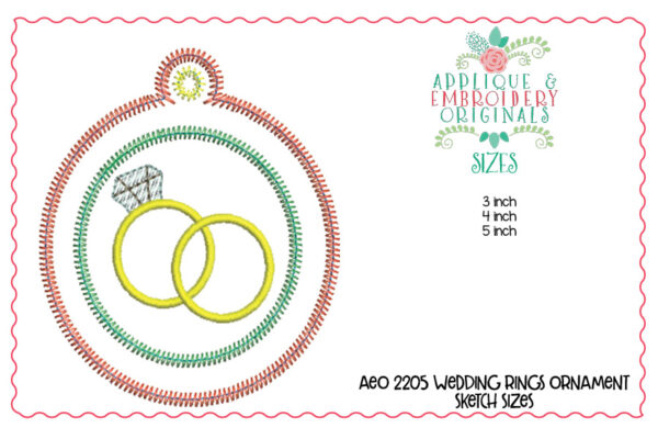 2205 Wedding Rings Ornament In-The-Hoop Designs - Image 2