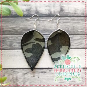 2208 Leaf Pinched Earrings In-The-Hoop Design