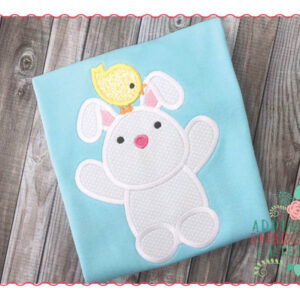 222 Bunny Rabbit with Chickadee Applique Design