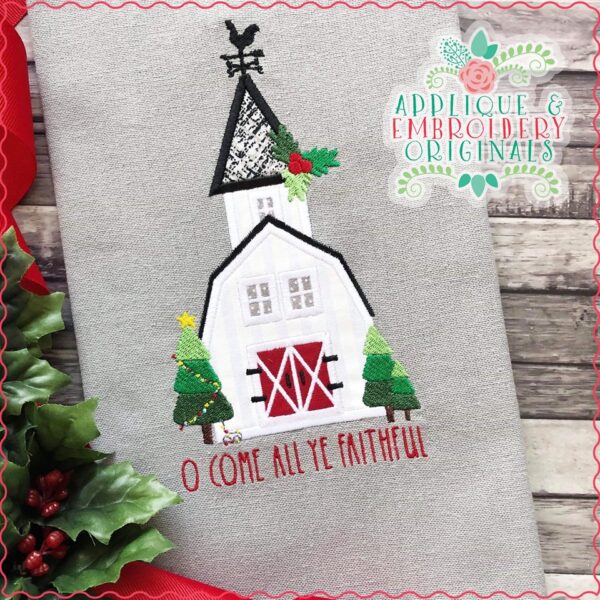 2239 Christmas Farm Church Applique Design