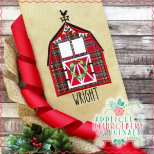 2240 Christmas Farm Single Barn Applique Design