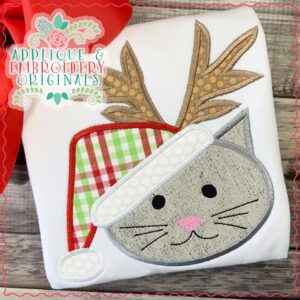 2254 Santa Reindeer Kitty Applique Design