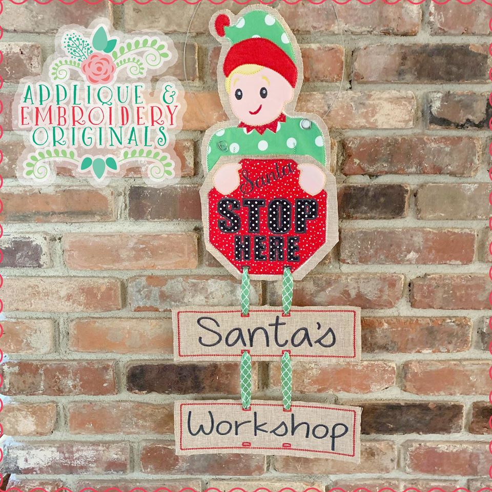 AEO 2258 Santa Stop Here Door Hanger 1