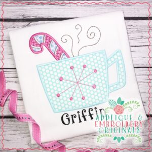 2282 Steaming Cup with Candy Cane Applique Design