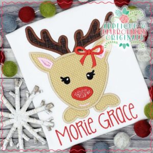 2285 Deer Peeker Girl Applique Design