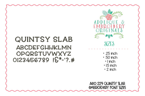 229 Quintsy Slab Embroidery Font - Image 2