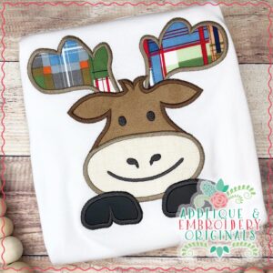 2291 Moose Boy Peeker Applique Design