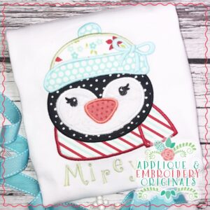 2297 Penguin Girl Peeker Applique Design