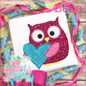 2301 Owl with Heart All-In-One Applique Design