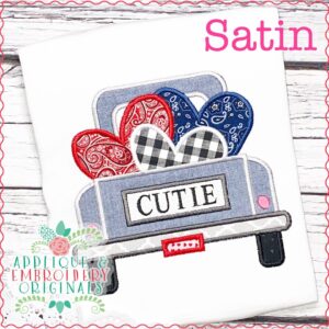 2302 Truck with Hearts All-In-One Applique Design