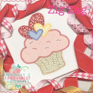 2306 Valentine Cupcake All-In-One Applique Design