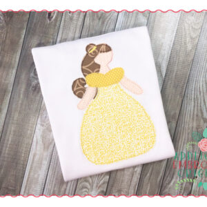 232 Yellow Beauty Princess Simple Stitch Applique Design
