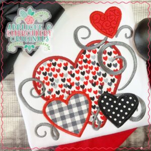 2344 Hearts with Swirls Applique Design