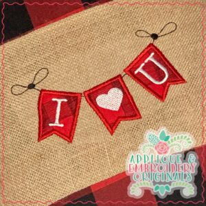 2346 I Heart U Banner Applique Design
