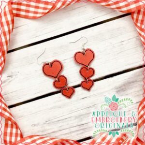 2356 Three Individual Hearts Earrings In-The-Hoop Design