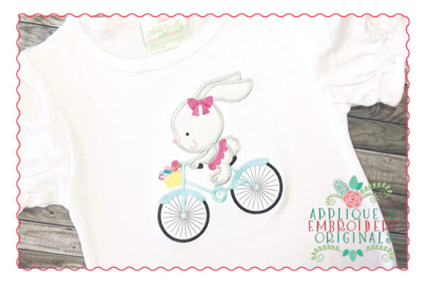 238 Bunny on Bike For Easter Applique Design - Image 2
