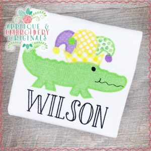 2393 Mardi Gras Alligator All-In-One Applique Design