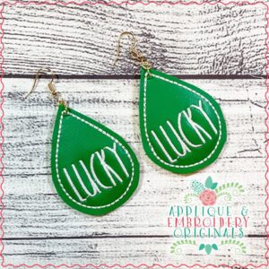 2406 LUCKY Earrings In-The-Hoop Design