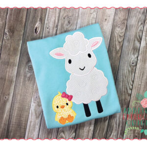 241 Lamb and Chick Bow Applique Design