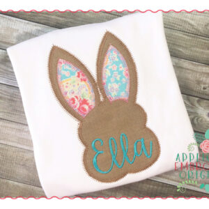 242 Bunny Silhouette Bean and ZZ Simple Stitch Applique Design