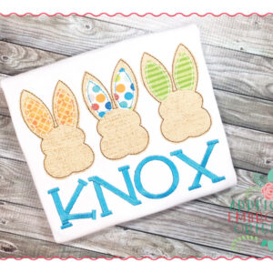 243 Bunny Silhouette Trio Bean ZZ Simple Stitch Applique Design