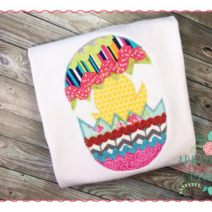 248 Cracked Egg with Chick Simple Stitch Applique Design