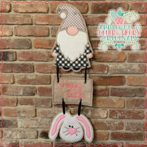 2484 Bunny & Plaque Interchangeable for Gnome In-The-Hoop Design