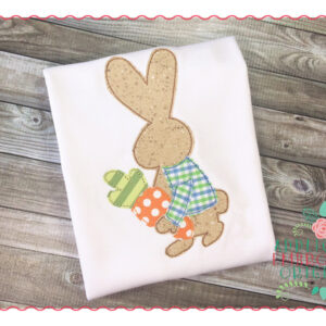 249 Bunny Rabbit with Coat Carrot Applique Design