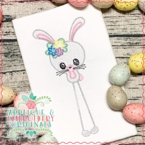 2504 Long Legged Bunny Flower Sketch Embroidery Design