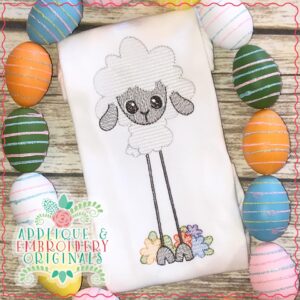 2507 Long Legged Sheep Sketch Embroidery Design