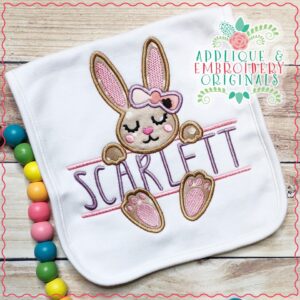 2528 Bunny Feet Frame Bow Girl Applique Design