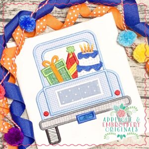 2547 Truck Birthday Cake Hat Applique Design