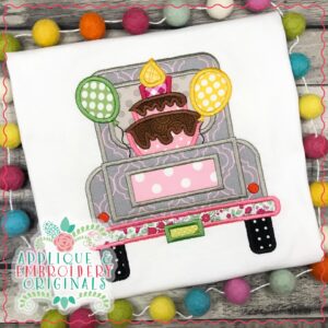 2548 Truck Birthday Cake Balloons Applique Design