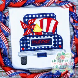 2565 Truck 4th of July Hat Rocket Truck Applique Design